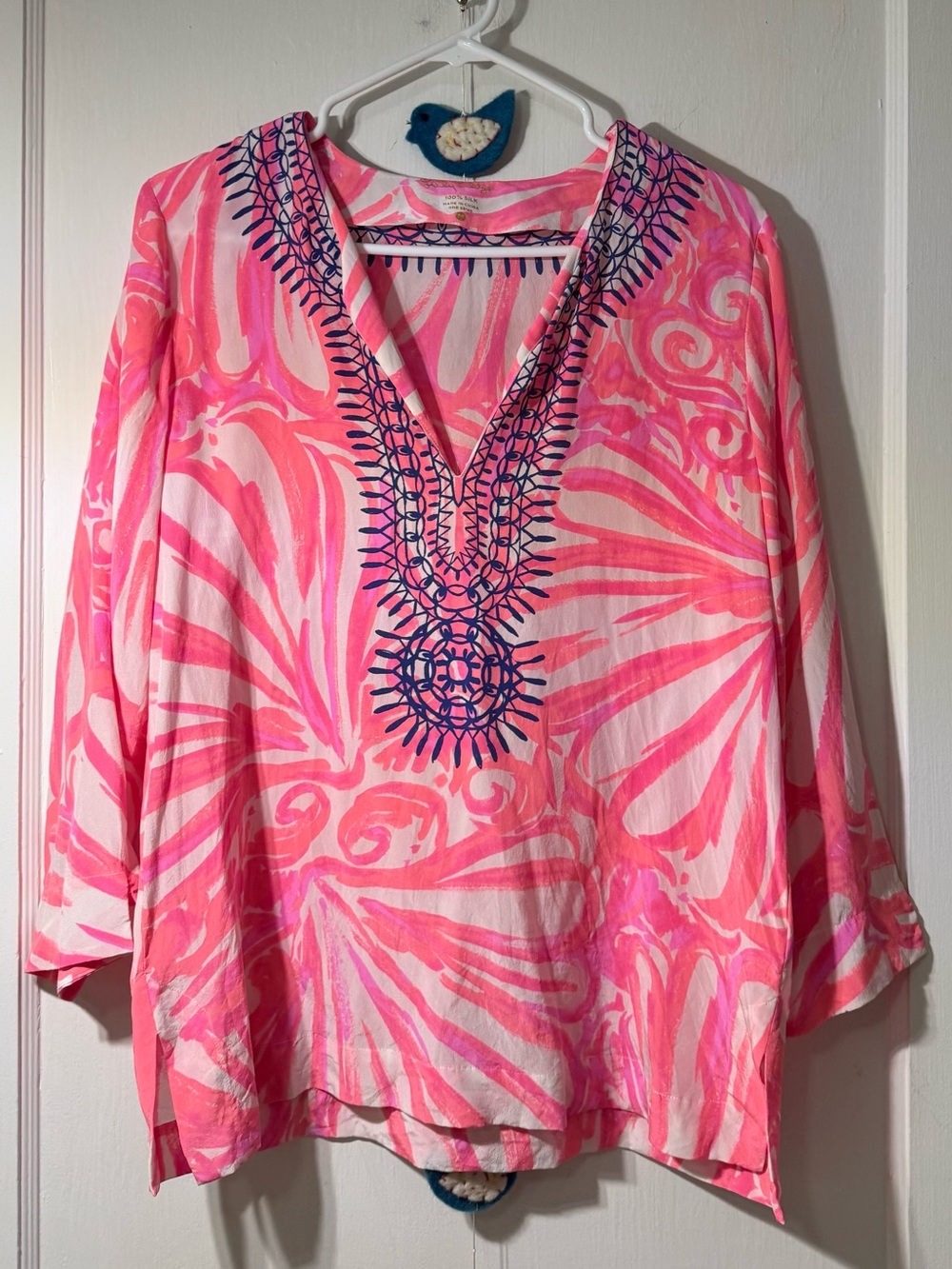 Lilly Pulitzer Pink & Navy V-Neck Top